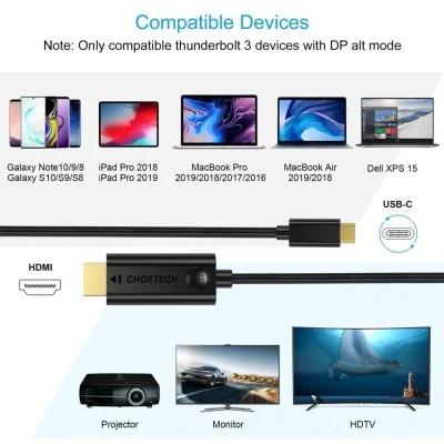 Choetech 3M Type C To Hdmi Cable - 3M